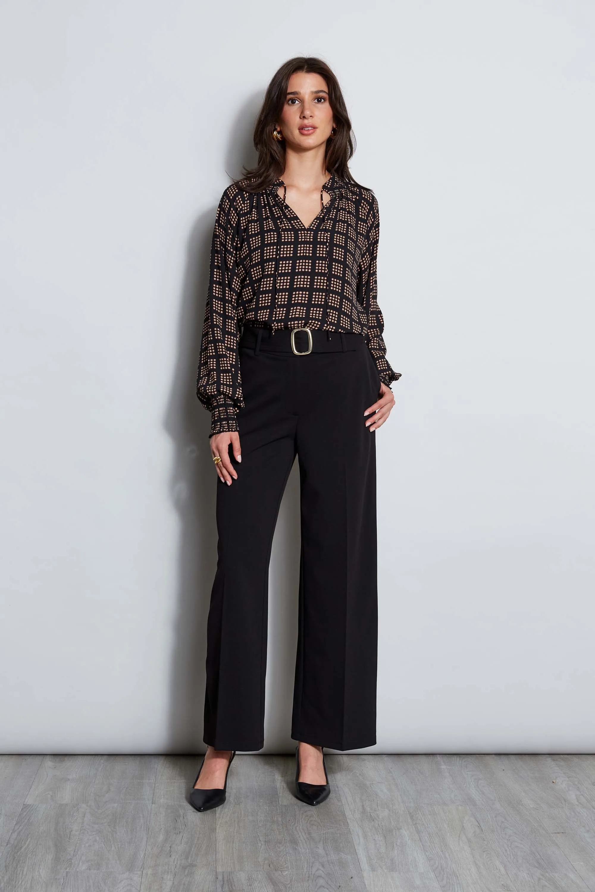 T-Tahari Scuba Crepe Wide Leg Belted Pant