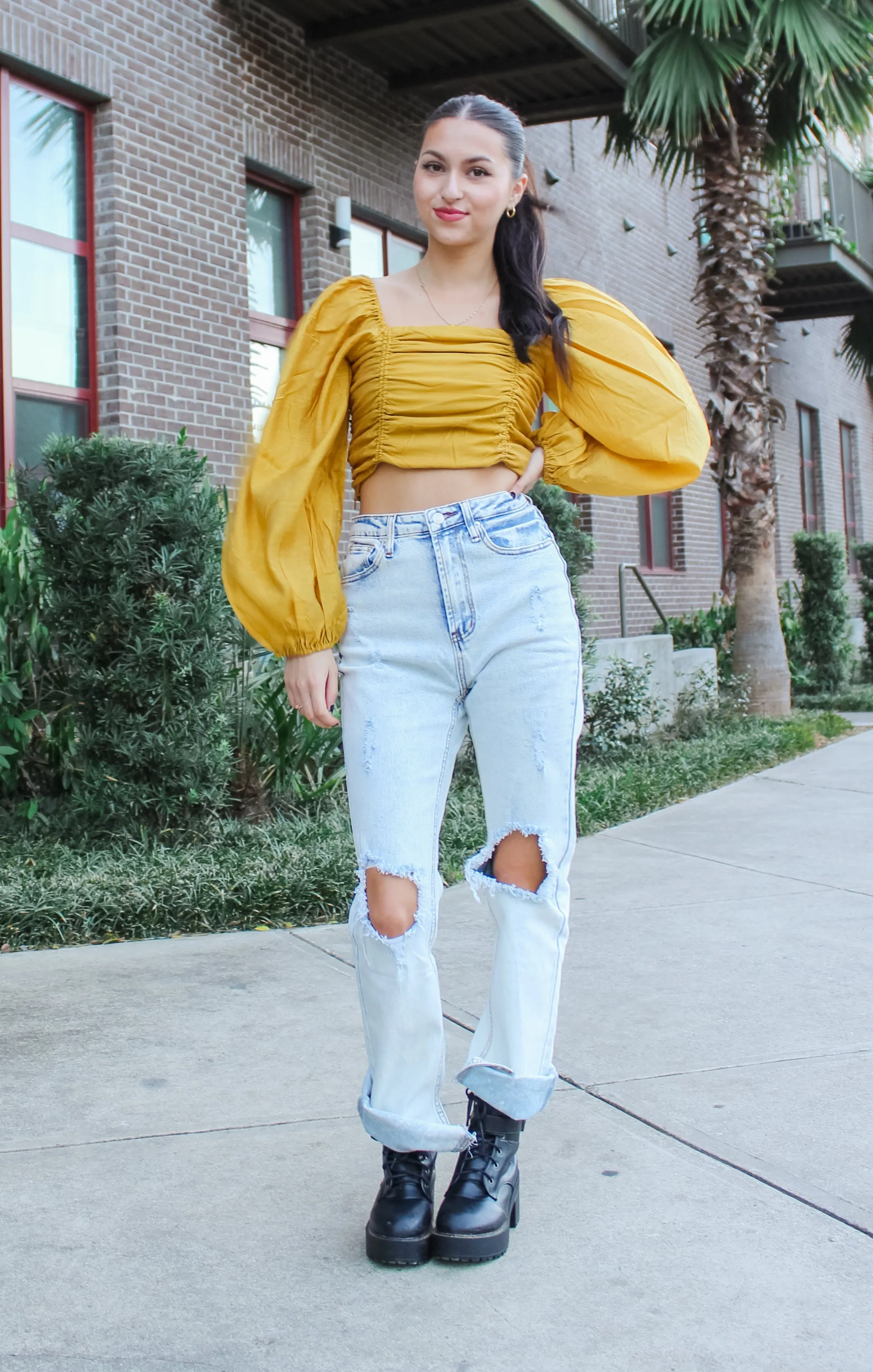 The Golden LS Ruched Crop