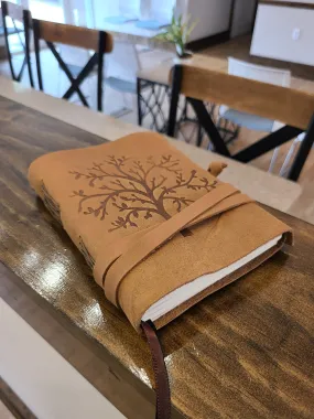 Tree of Life Buffalo Leather Writing Journal - Beige