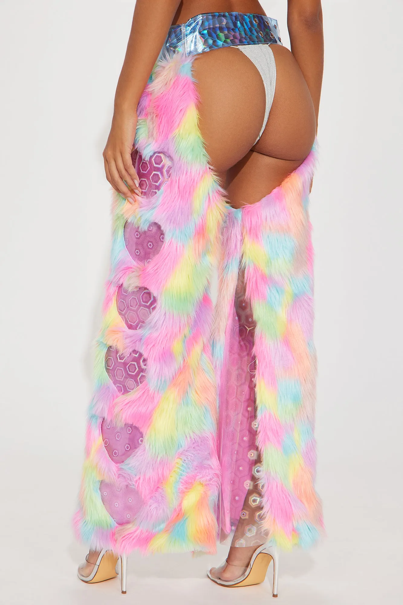 Under The Electric Sky Faux Fur Chaps - Multi Color