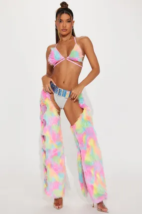 Under The Electric Sky Faux Fur Chaps - Multi Color