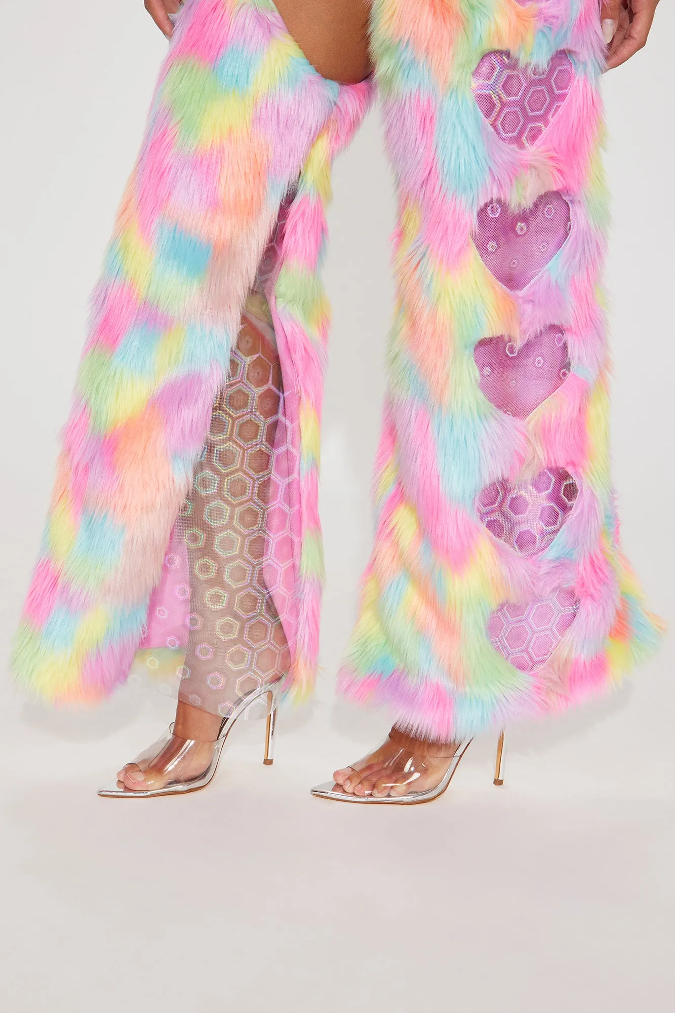 Under The Electric Sky Faux Fur Chaps - Multi Color