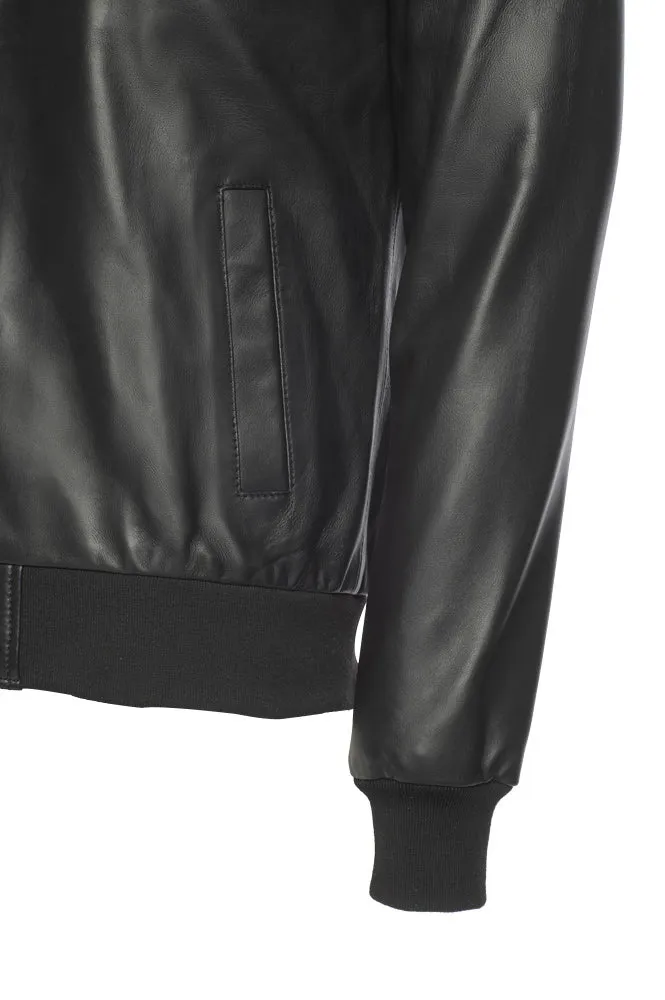 Victor Black Varsity Leather Jacket