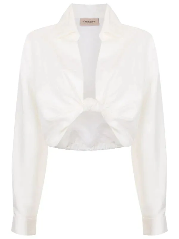 Vintage Orchid Solid Cropped Knot Shirt