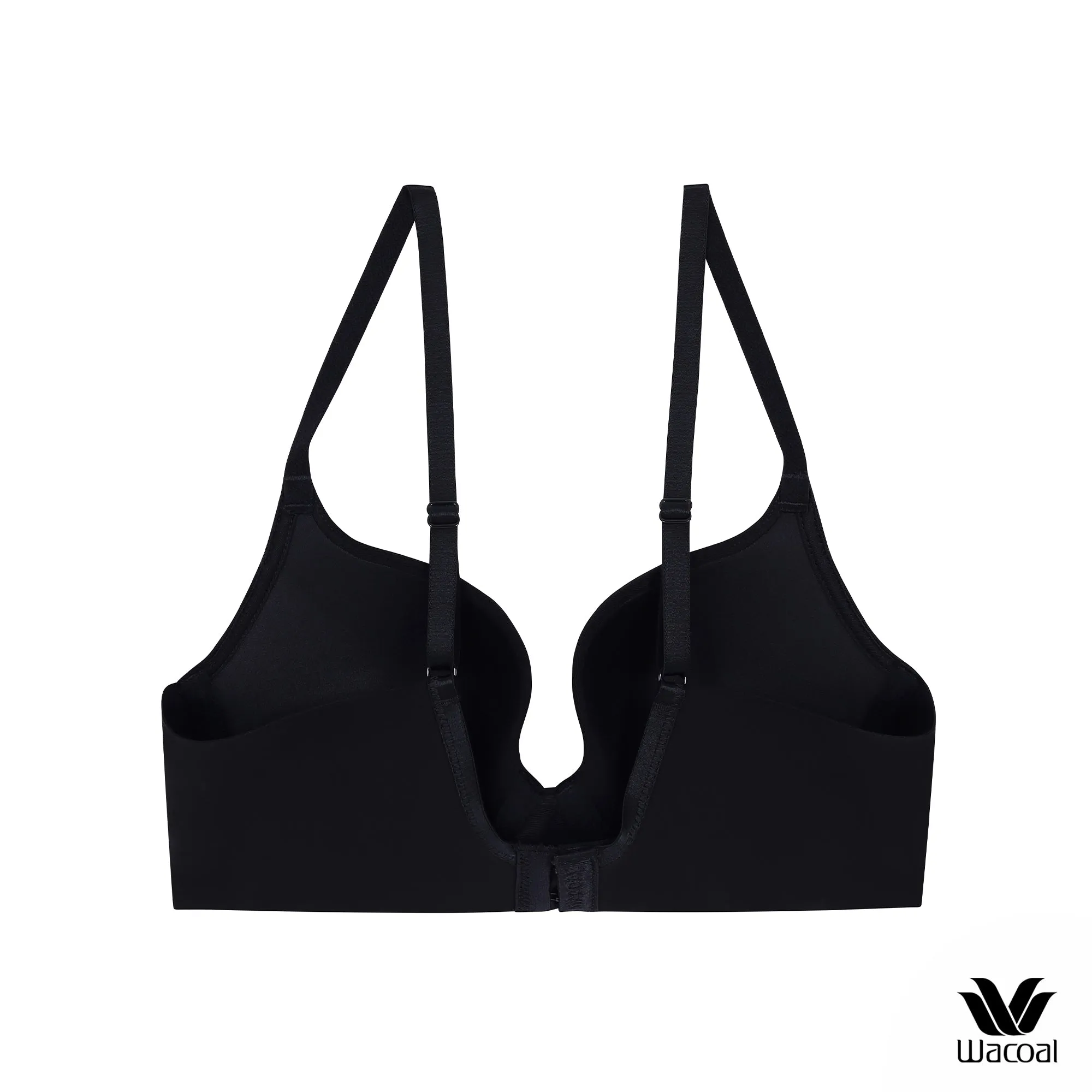 Wacoal Seamless Bra วาโก้บรามีโครง แต่งลายลูกไม้ เสริมฟองน้ำบาง 8 มม. WB5P33 สีดำ (BL)