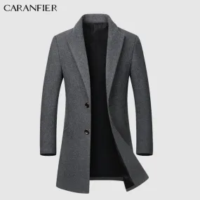 Winter Wool Jacket Plus Velvet Men High Quality Middle-aged Outwear Casual Slim Collar Long Cotton Collar Trench Coat