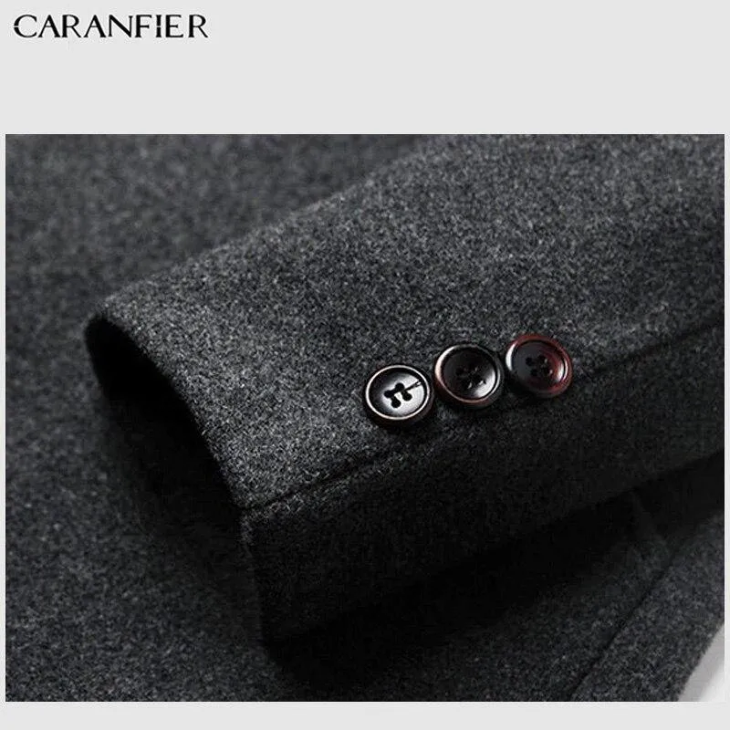 Winter Wool Jacket Plus Velvet Men High Quality Middle-aged Outwear Casual Slim Collar Long Cotton Collar Trench Coat