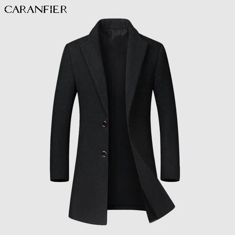 Winter Wool Jacket Plus Velvet Men High Quality Middle-aged Outwear Casual Slim Collar Long Cotton Collar Trench Coat