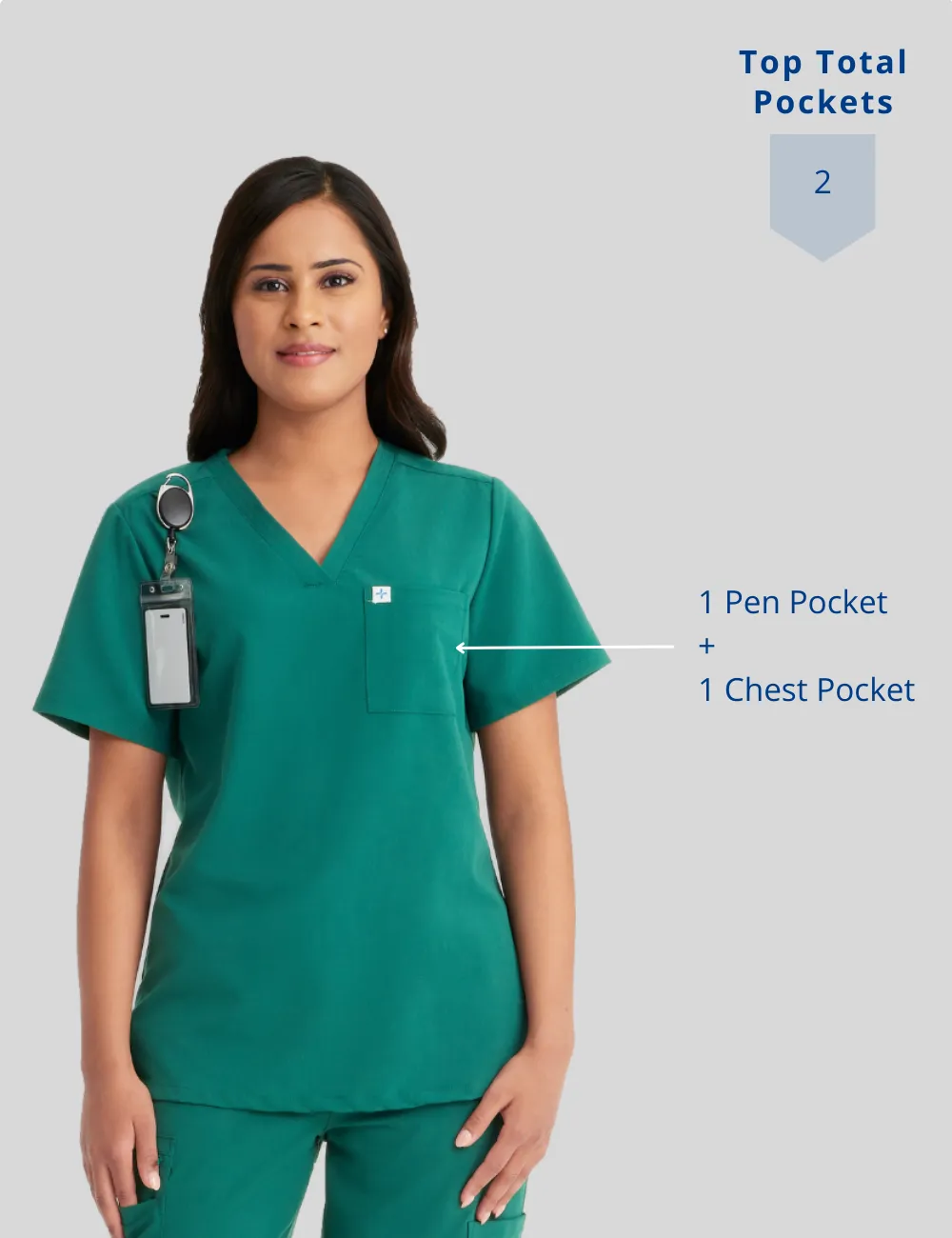 Womens 2-Pocket V-Neck Scrub Top