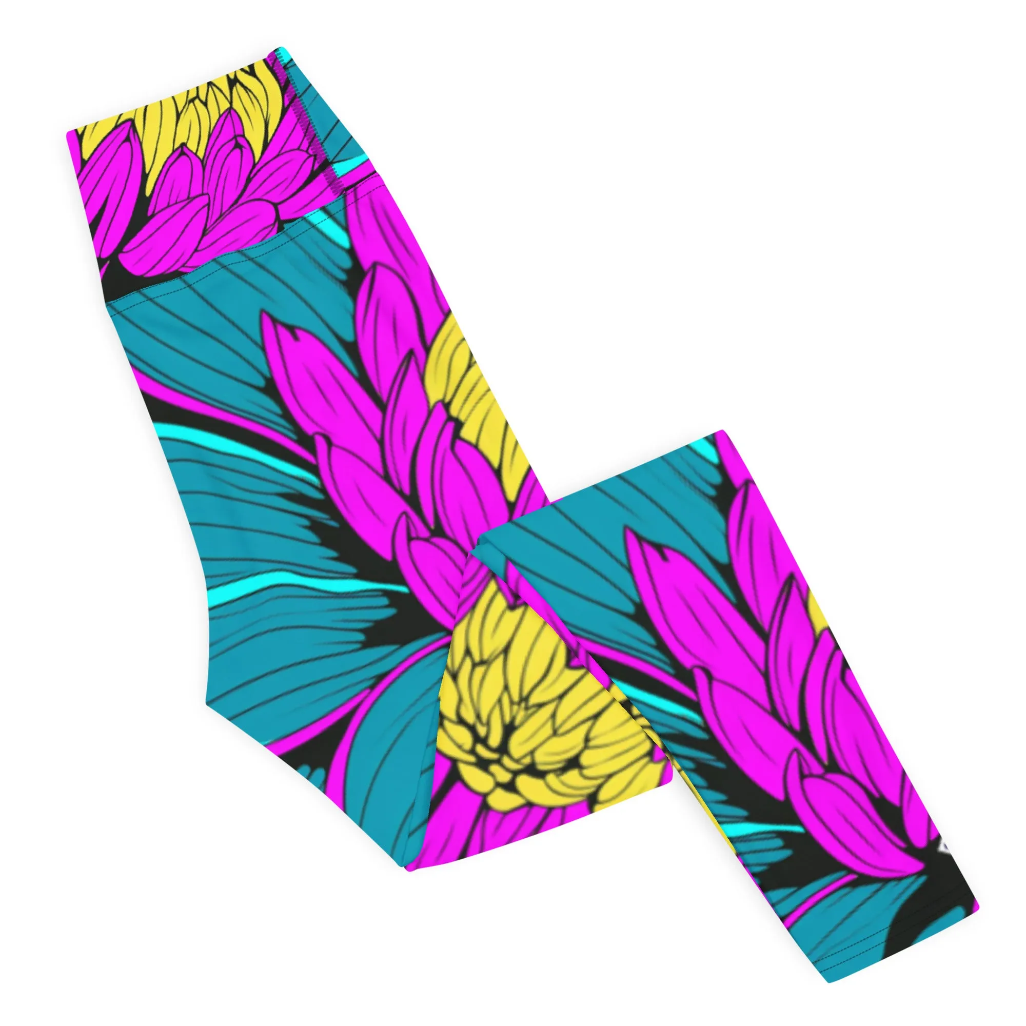 Women's Pop Art Yoga Pants - Roy Lichtenstein Inspired Dahalia Print 001