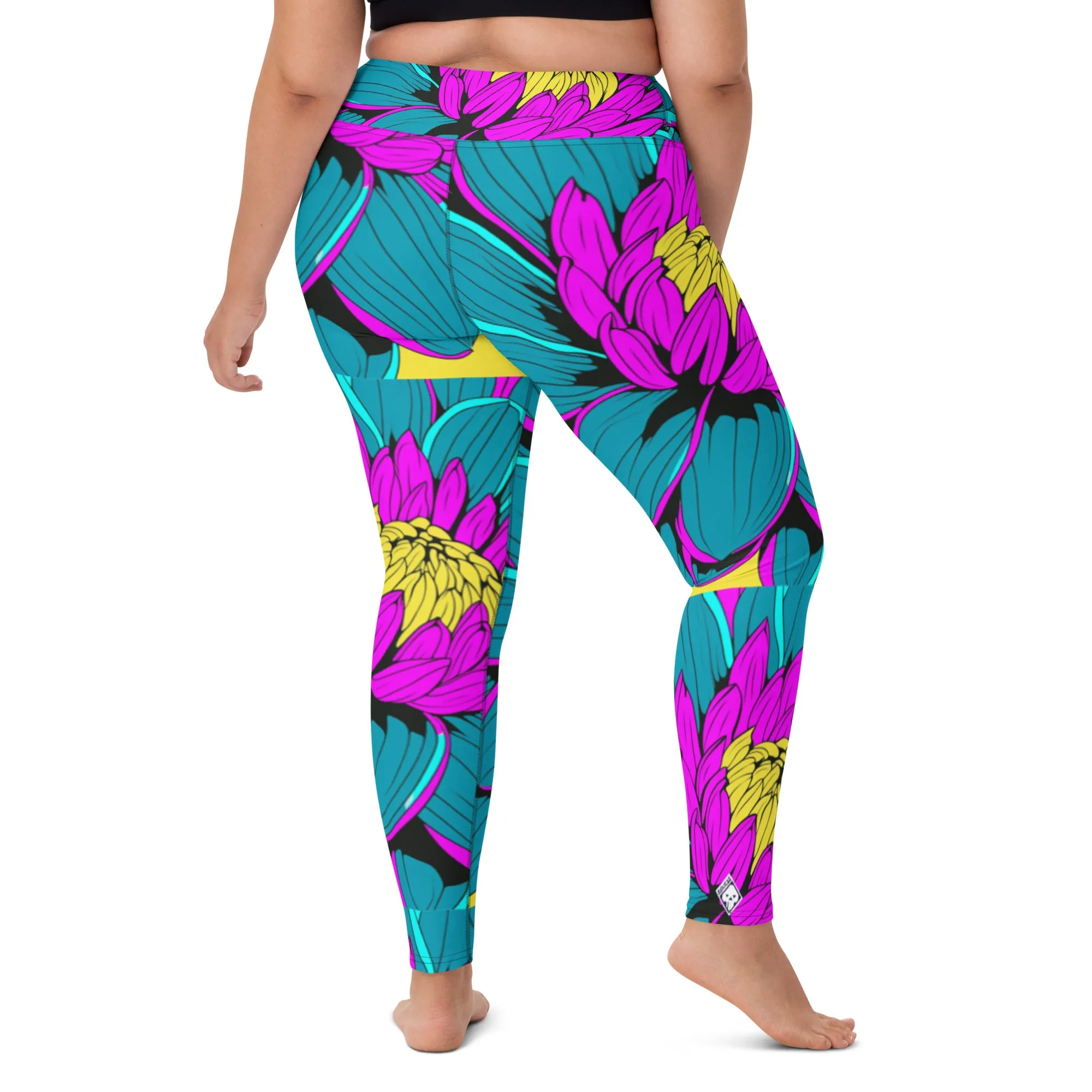 Women's Pop Art Yoga Pants - Roy Lichtenstein Inspired Dahalia Print 001