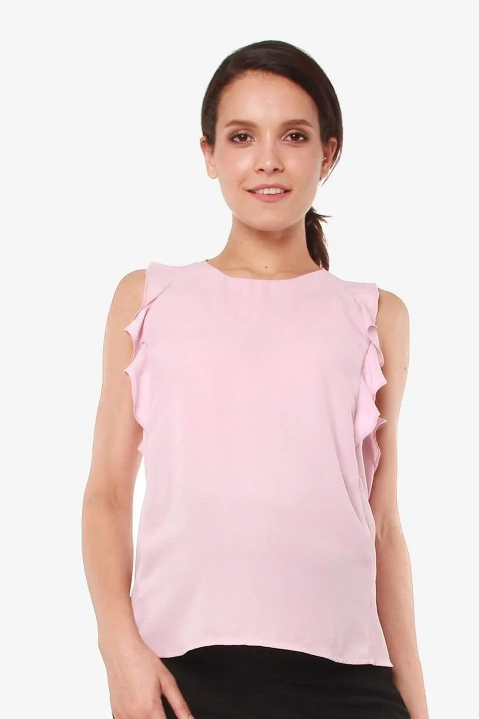 Woven Flutter Sleeve Clarity Nursing Top Dusty Pink