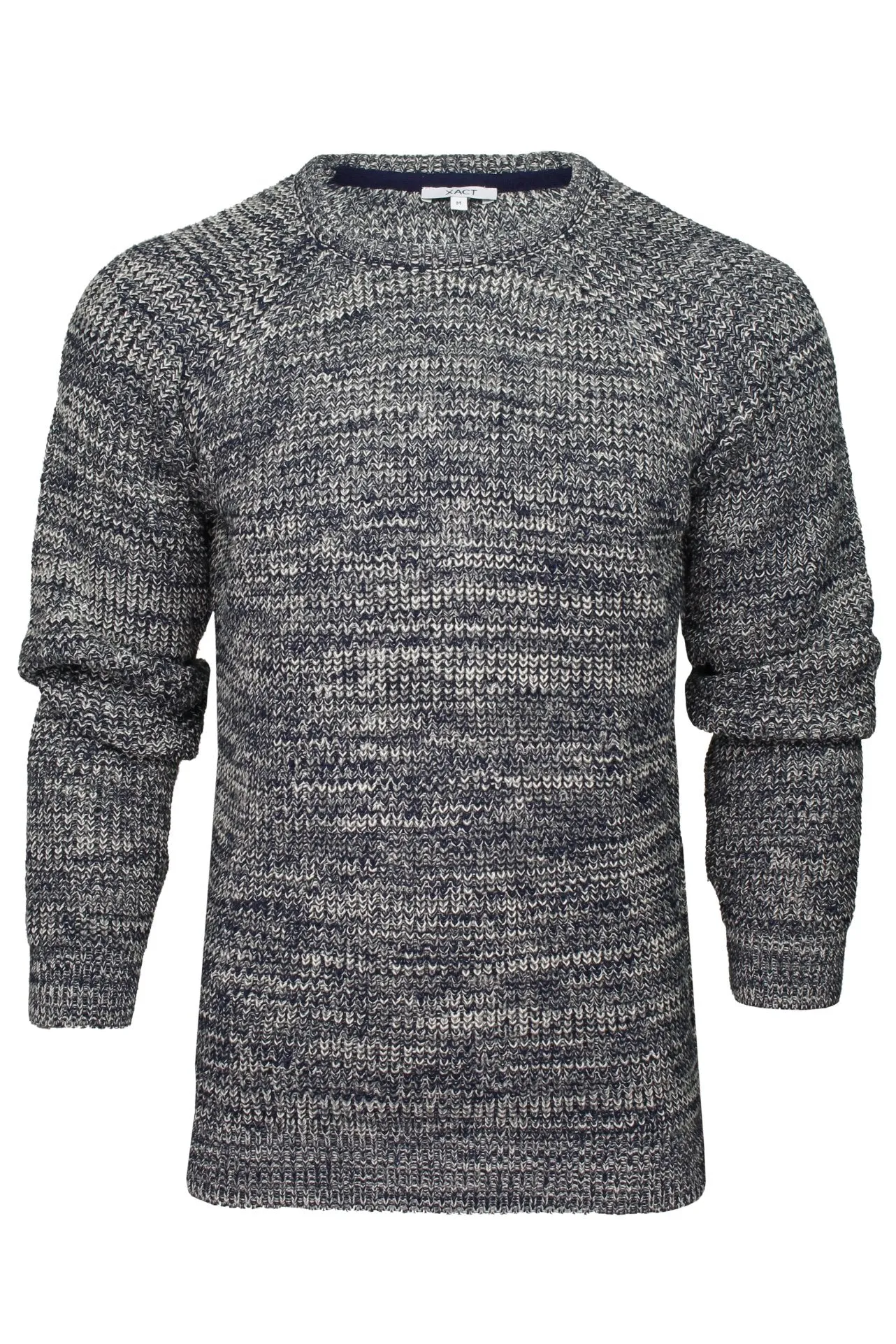 Xact Mens Jumper Fashion Chunky Fisherman Fleck Knit