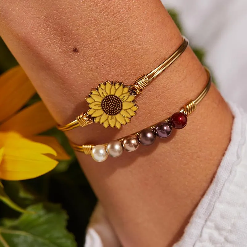 Yellow Sunflower Bangle Bracelet