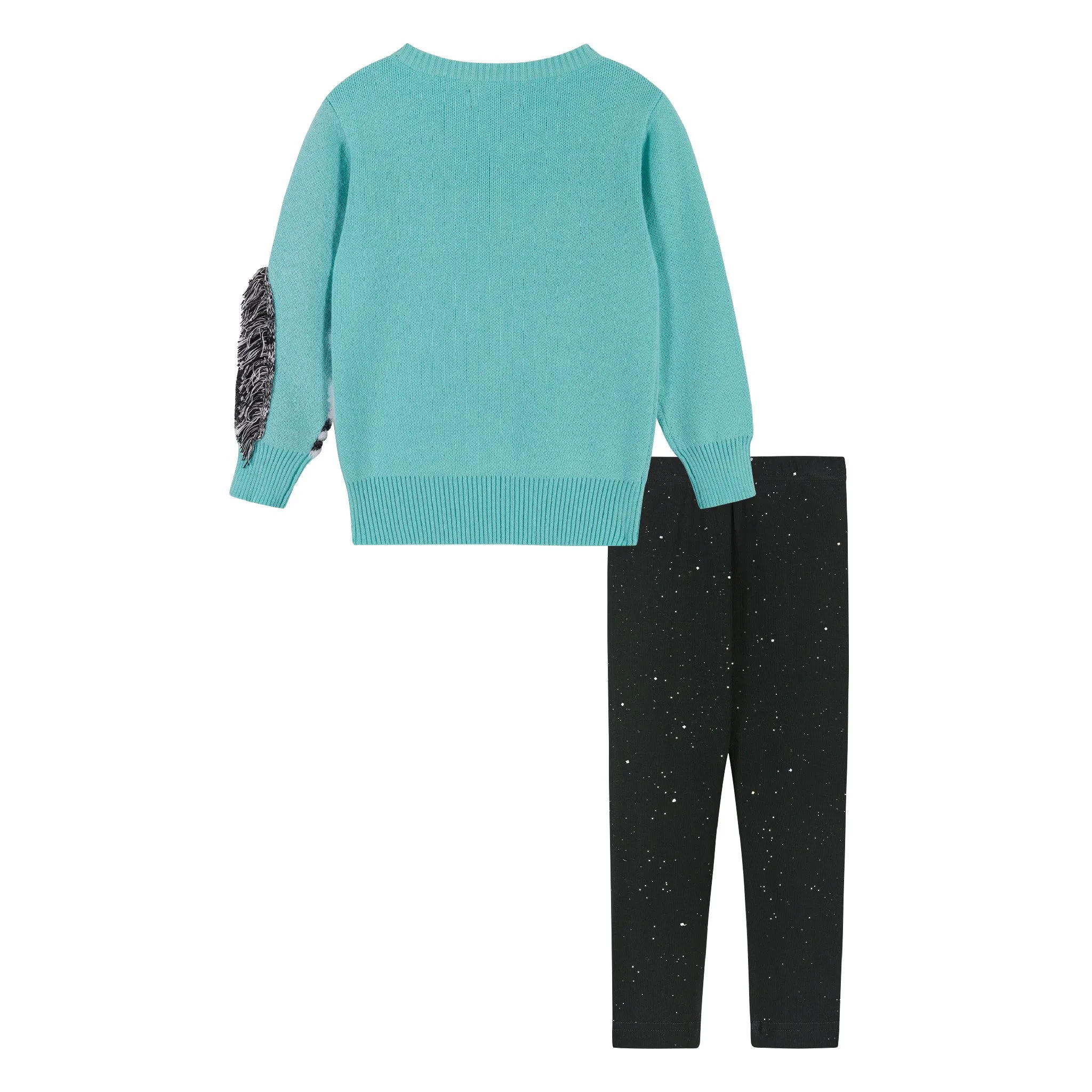 Zebra Fringe Sweater & Legging Set  | Aqua